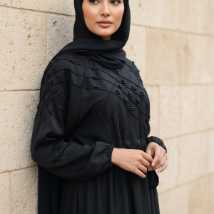 Noir Pearl Elegance Abaya
