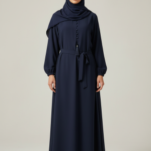 Royal Navy Nida Abaya with Waist Belt for Women