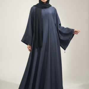 Grey Nida Abaya with DMC Micro Stones | Elegant Modest Wear